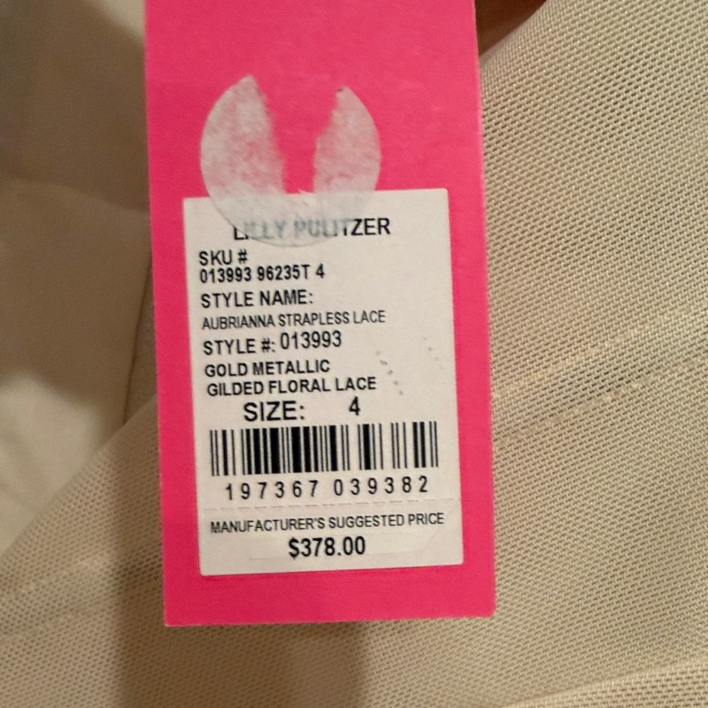 Lilly Pulitzer Strapless Gold Lace Gown - Picture 3 of 6